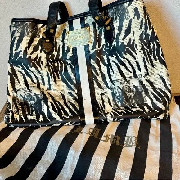 L.A.M.B. Monochrome Zebra Print Tote - Picture 6 of 9